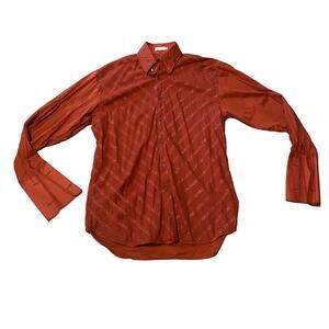 Angelino Men’s Y2K Western Orange Metallic Striped Long Sleeve Button Down Shirt